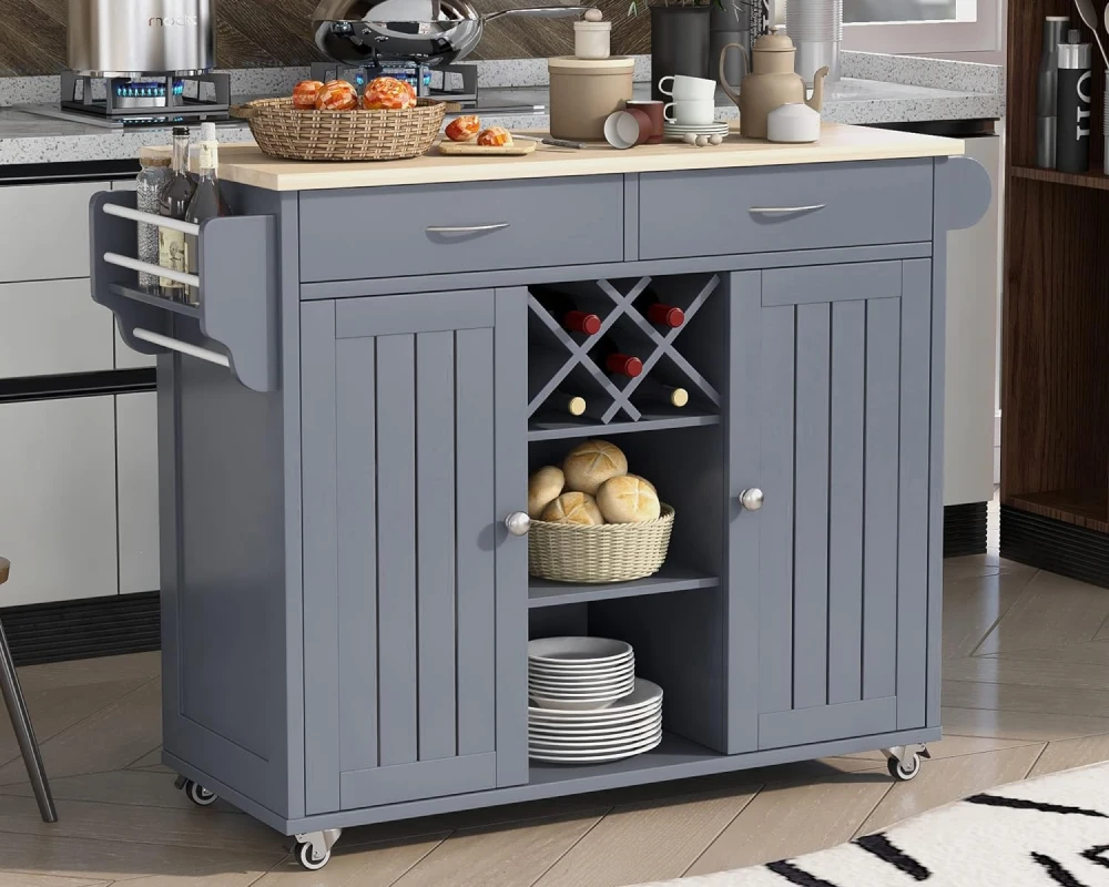 movable kitchen island with seating and storage