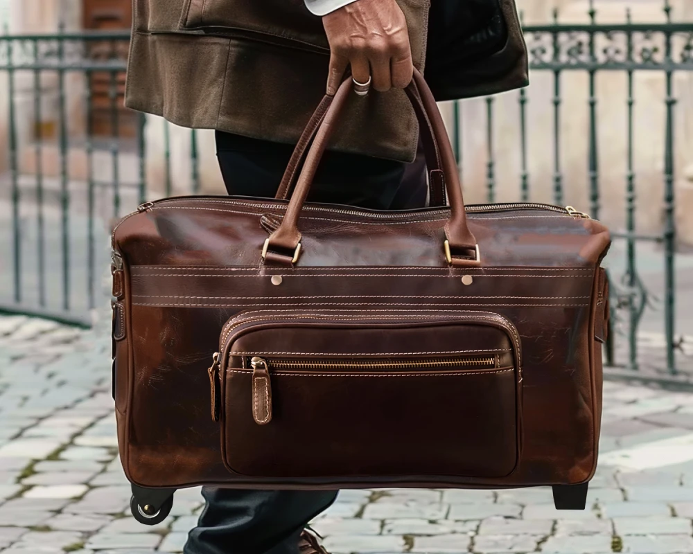 leather carry on bag men's